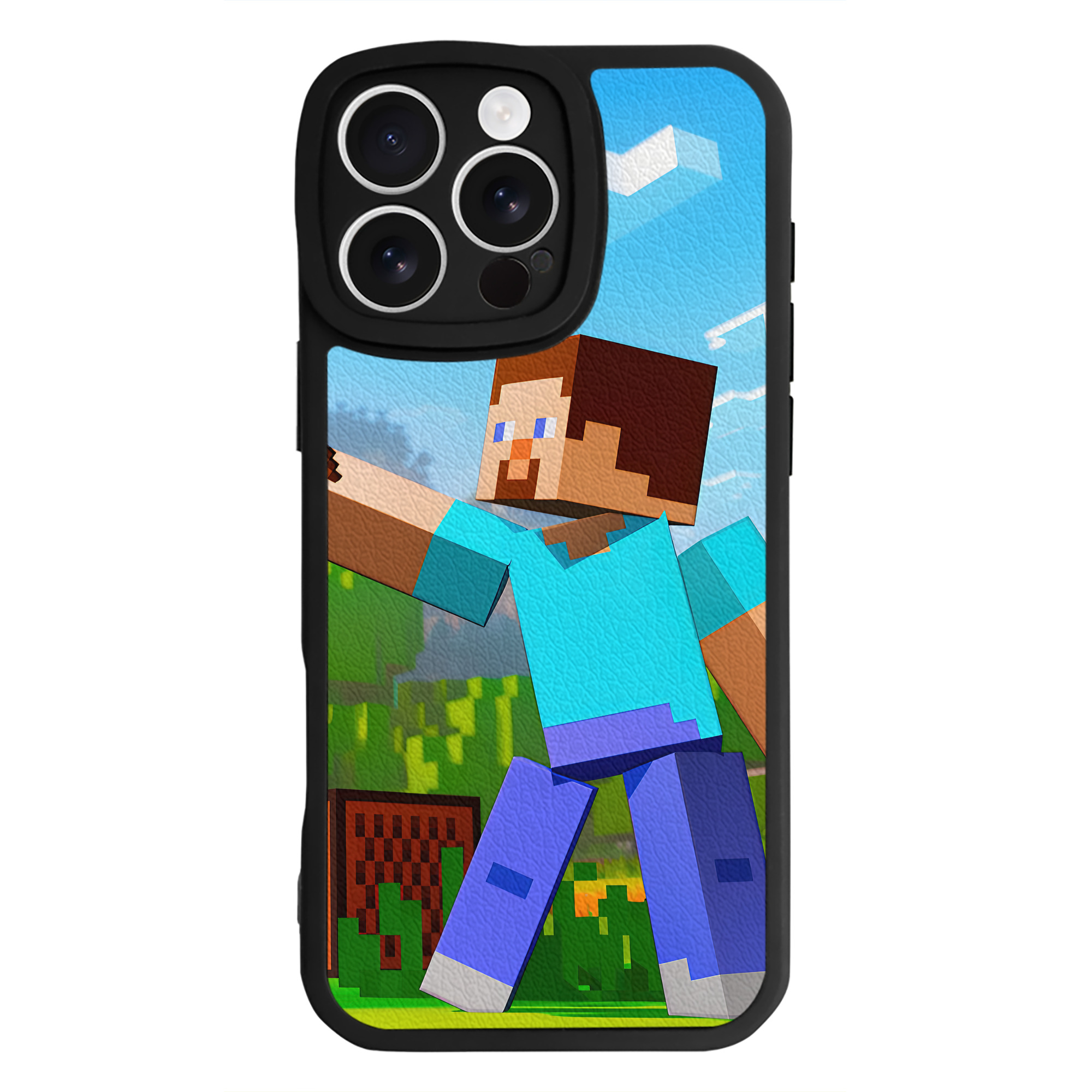 （画像用） マインクラフト ブロックの世界 Minecraft MC Block world 【iPhone 16シリーズ対応】シリコンスマホケース（レザー調） 材質：シリコン